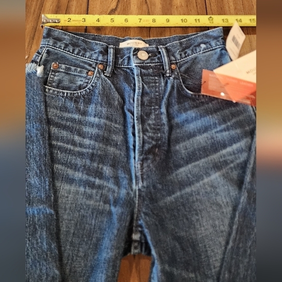 Moussy Vintage MV Capac Wide Straight Cropped high rise Jean 24 blue cotton nwt - Picture 9 of 15